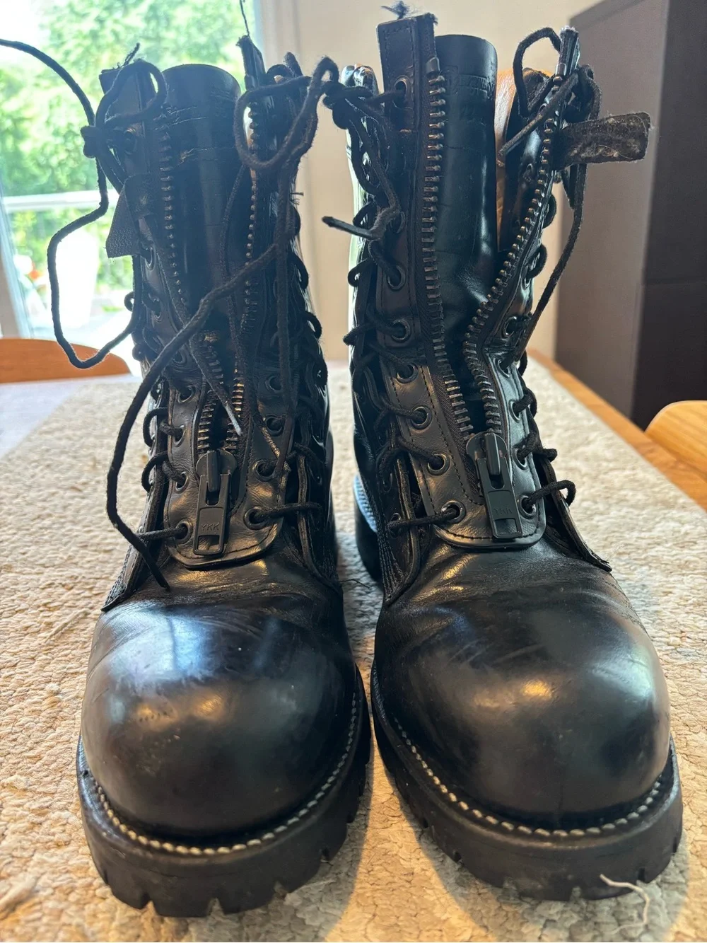 Chippewa Front Zip Heavy Duty Combat Biker Boots 8 D Steel Toe Vibram USA Made